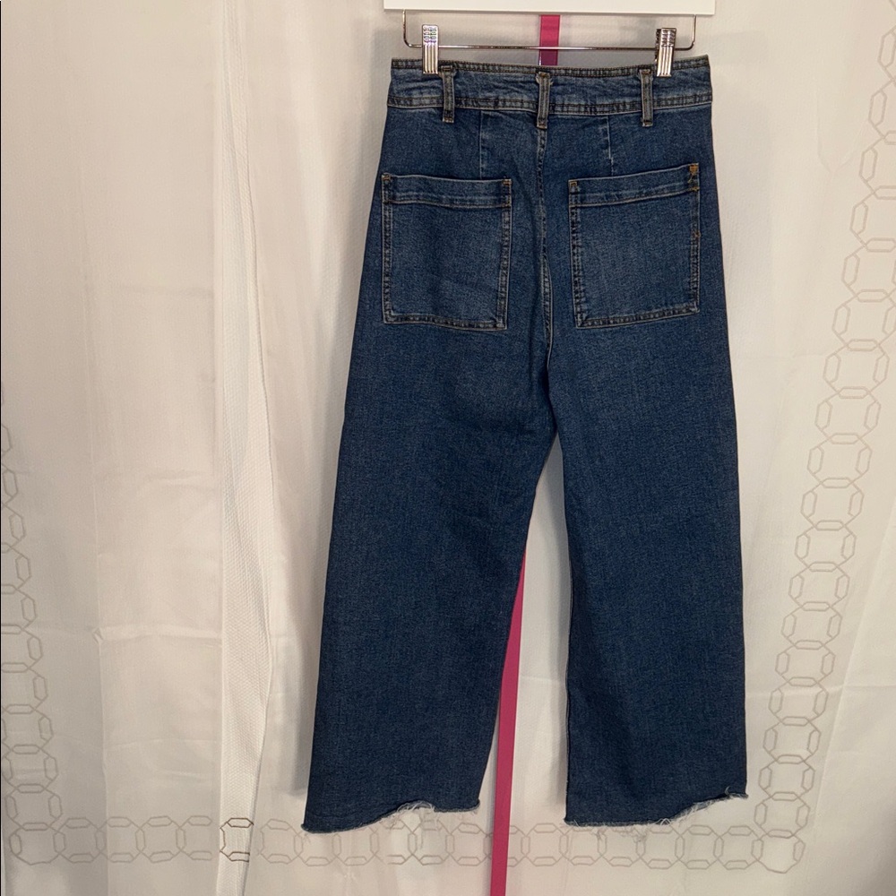 Zara Dark Blue The Marine Straight Wide Leg - Picture 4 of 6